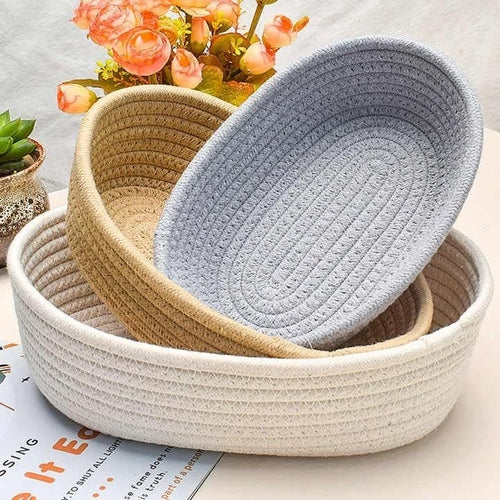 Handwoven Jute Oval Baskets Set of 3