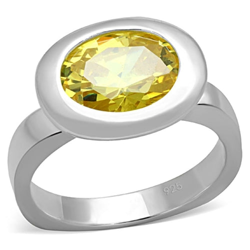 LOS751 - Silver 925 Sterling Silver Ring with AAA Grade CZ  in Topaz.