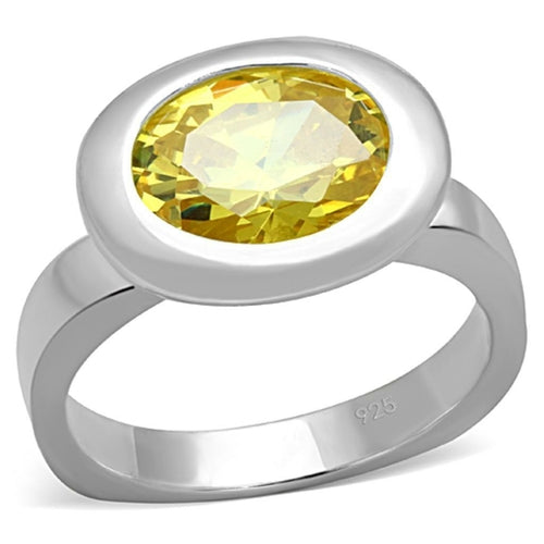 LOS751 - Silver 925 Sterling Silver Ring with AAA Grade CZ  in Topaz.